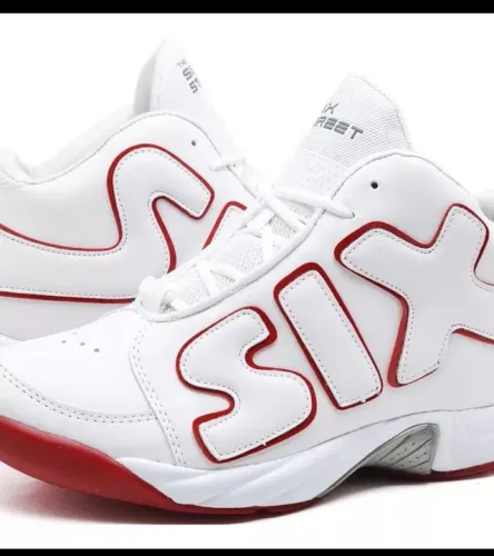 Tênis Six Street Branco com Detalhes Vermelhos