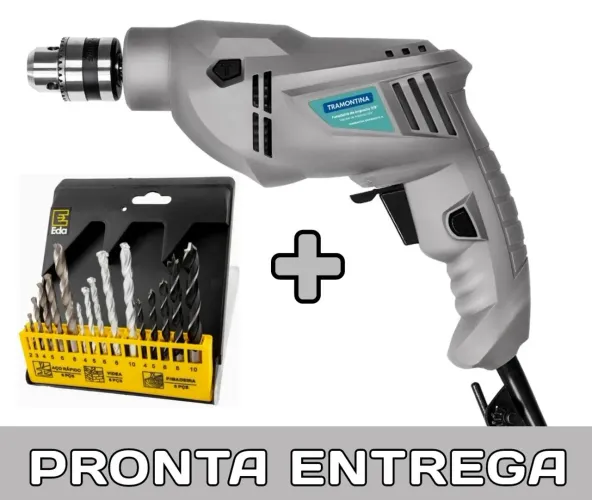 FURADEIRA DE IMPACTO TRAMONTINA + JOGO DE BROCAS EDA