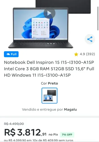 NOTBOOK DELL INSPIRON CORE