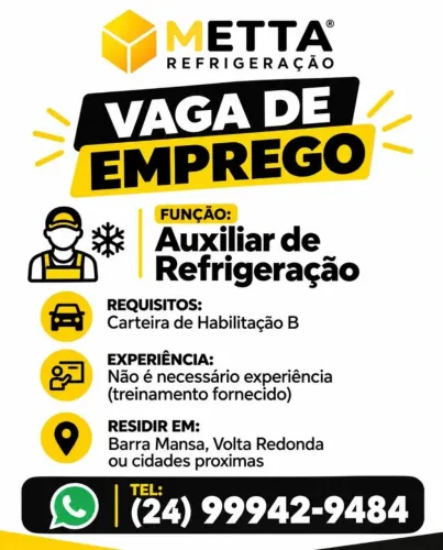 ? OPORTUNIDADE DE EMPREGO!<br>? VAGA: AUXILIAR TÉCNICO