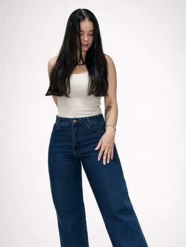 Calça WIDE leg azul escuro