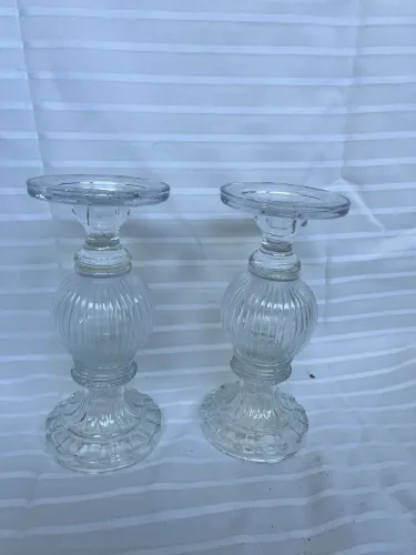 3 Castiçal Porta Vela Decorativo Home&co Eco Crystal 26x11x11