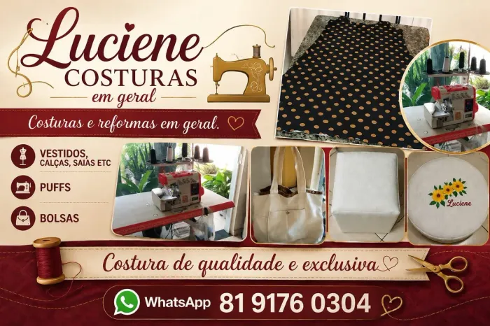 Serviço de costura, e reforma de cadeira e estofados, e faço puffs e bancos com pneu.