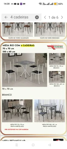 Conjunto 4 lugares Mesa c/ pedra mármore  *nova ebalada*