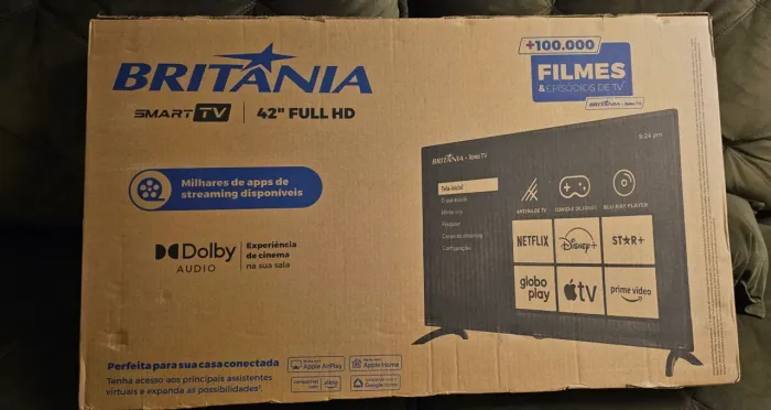 (NOVA) Smart TV 42' polegadas Britânia com Roku TV