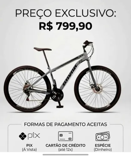 Bicicleta aro 29 quadro aço carbono 21v freios a disco mtb