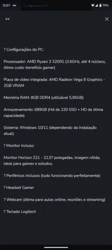 Computador em perfeito estado ,funcionando 100% conservado
