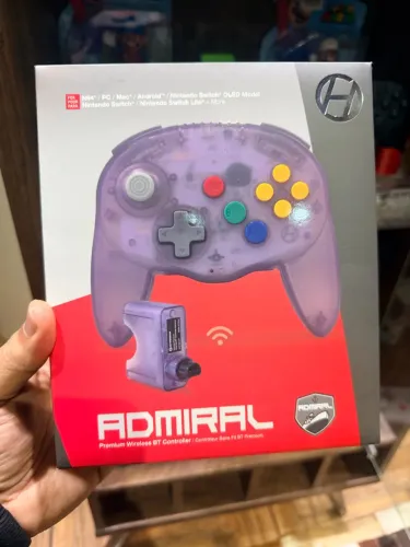 Controle Hyperkin Admiral Wireless Bluetooth N64 Nintendo Switch - Roxo Transparente