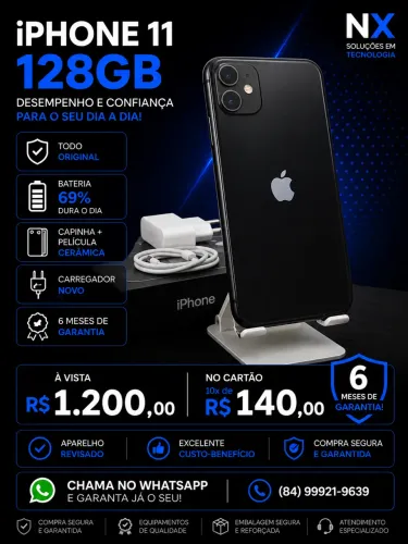 iPhone 11 128GB - Preto | Original | 6 Meses de Garantia