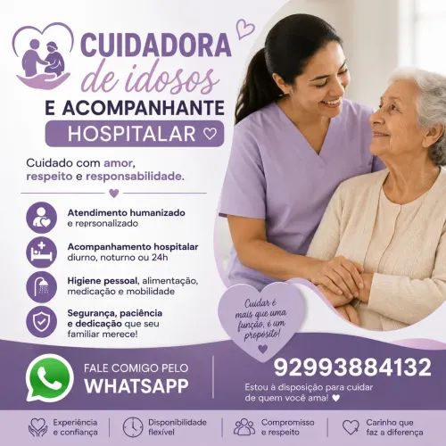 Acompanhante hospitalar e cuidadora de idosos 
