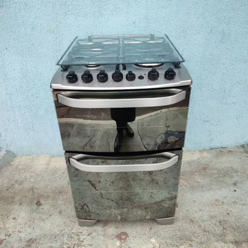 Fogão Inox Electrolux 4 bocas dois fornos com grill