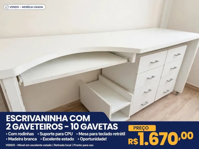 Escrivaninha com 2 gaveteiros-10 gavetas