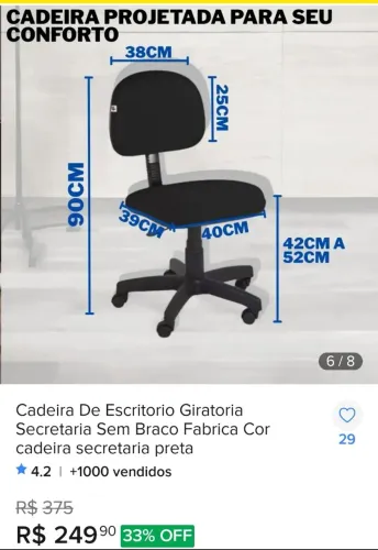 Cadeira secretaria, novo na caixa 