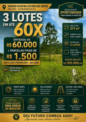 Terreno parcelado 60x nos Ingleses