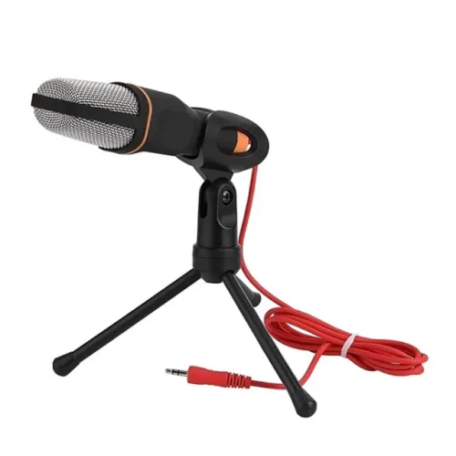 Microfone Condensador para Vlog e Gravações com Suporte 2m
