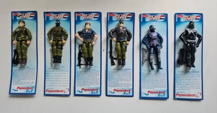 GI Joe Funskool Pepsodent Funskool lote com 5 figuras + acessórios + papéis originais