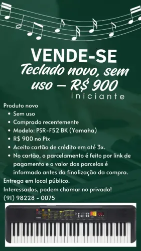 Teclado Yamaha F-52 Novo