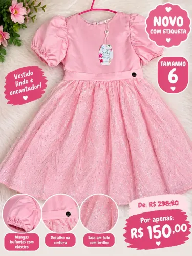Vestido rosa tamanho 6