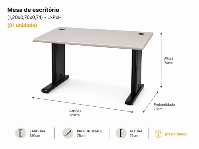 Mesa de Escritório 1,20m - Excelente Estado