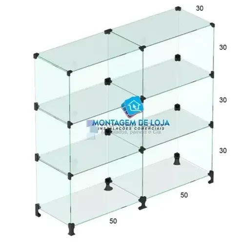 Balcão Vitrine em Vidro Modulado 100x100x30cm B043