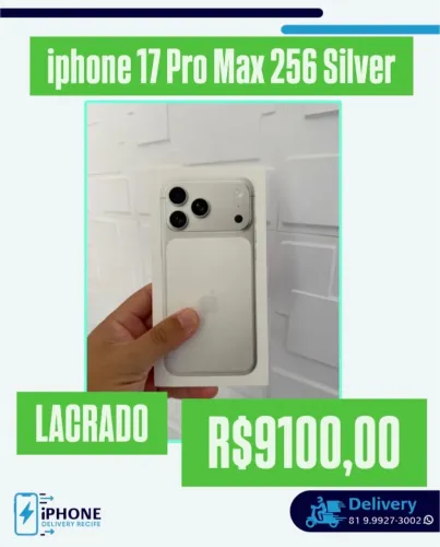 iphone 17 Pro Max 256gb Silver Lacrado (Loja Física Recife ) 
