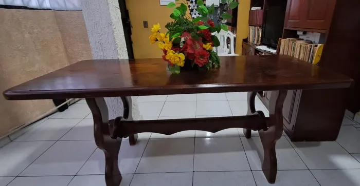 Jogo De Sala Madeira Maciça Mogno: Estante Grande + Mesa De Centro Rústica