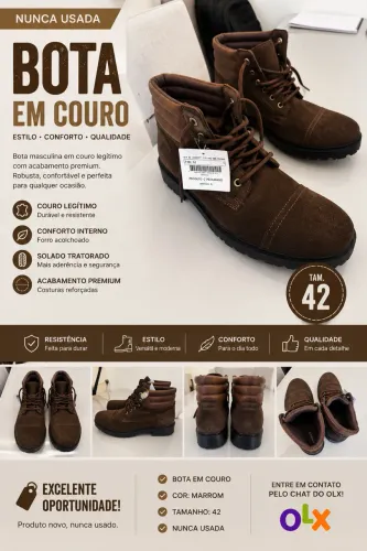 Par de botas masculina: nunca usado
