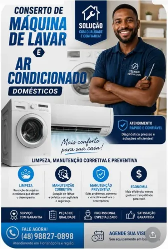 Maquina de lavar e Ar condicionado.