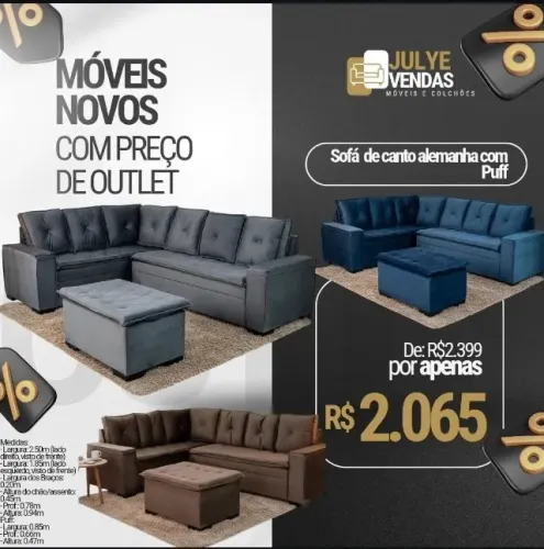 Sofá de canto alemanha com puff (Pague na entrega)