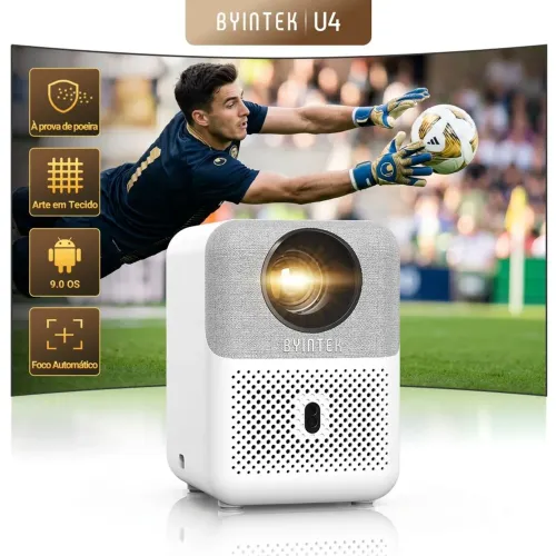 BYINTEK Projetor U4, Suporta 4K 1080P Full HD, Foco Automático, WiFi Inteligente