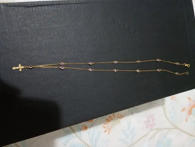 Corrente de ouro 18k com pedras de ametistas