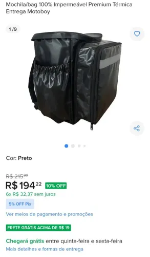 Bag para entregador