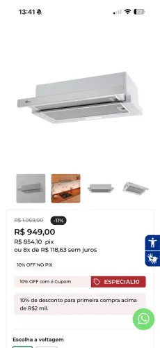 Depurador ou exaustor Fischer slim de embutir