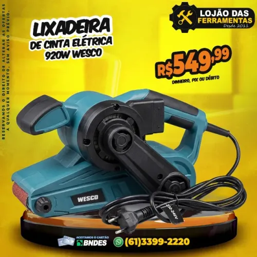 Lixadeira de Cinta Elétrica 920W  Wesco