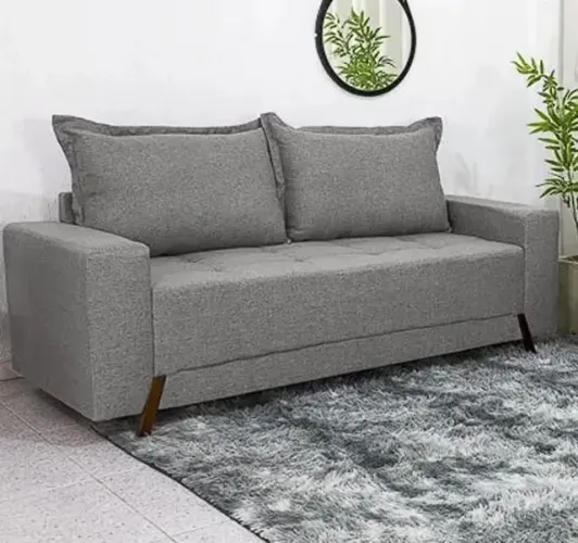 Sofá Elegance 198cm em Linho 3 Lugares com Almofadas Soltas Boareto