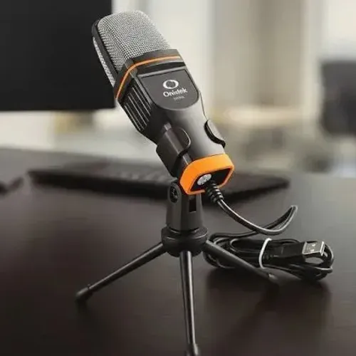 Microfone Condensador Onistek Profissional USB P2 Com Tripé