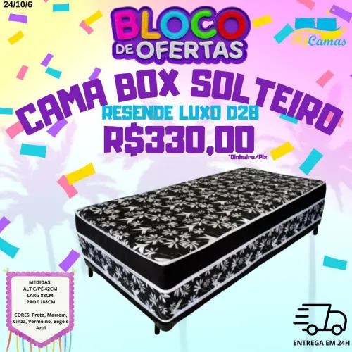 CAMA BOX SOLTEIRO D28 - DIRETO DE FÁBRICA