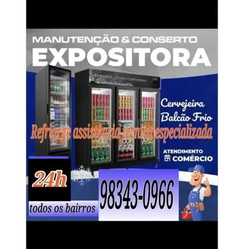 Conserto de cervejeira 24h, expositor, balcão frigorífico, bebedouro.