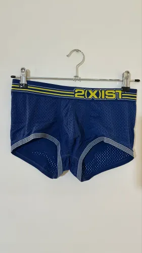Cueca box masculina 2 (x)ist azul de lycra furadinha tamanho M
