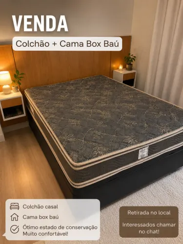 Colchão casal + Cama box baú