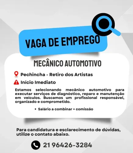 Vaga para mecânico em Jacarepaguá
