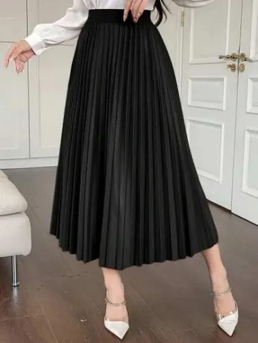 Saia longa preta, plissada ZARA WOMAN