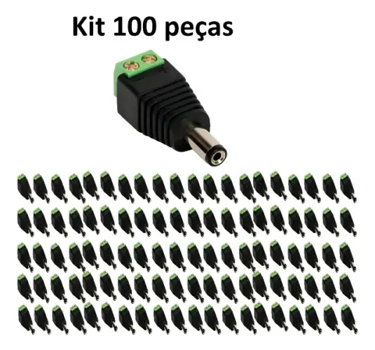  Conector kit 100 unidades Plug P4 Macho Com Borne P Cftv Camera Fonte Preto