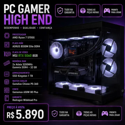 PC GAMER - GARANTIA - RTX 5060 - 32GB de RAM - Ryzen 7
