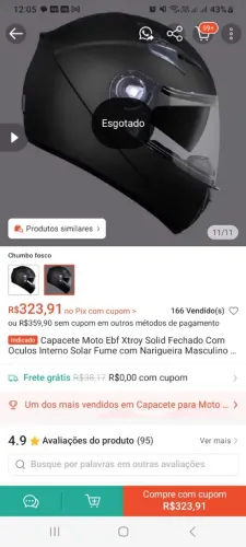 Capacete EBF X-Troy Solid Com Óculos Interno + Intercomunicador - R$250 (Preço Fixo)