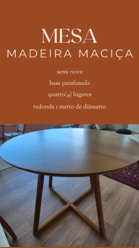 Mesa de jantar redonda madeira maciça