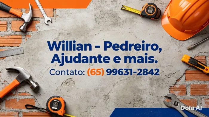 Faço serviço de pedreiro, ajudante e ajudante de carpinteiro