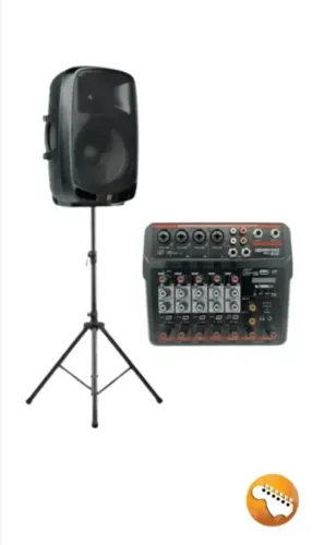 KIT-CAIXA STANER Ps 1501 + MESA DE SOM COMPACTA SOUNDVOICE MC6 BT