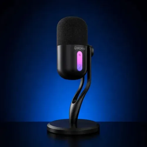Microfone Gamer Condensador Pcyes Volini Black Ghost Vulcan Rgb Usb Novo Loja Coimbra Comp