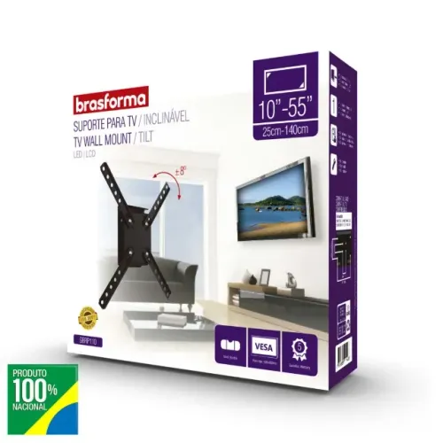 Suporte com inclinação Para Tv Led, Lcd,3d 10 A 55 Pole Sbrp-110 Brasforma